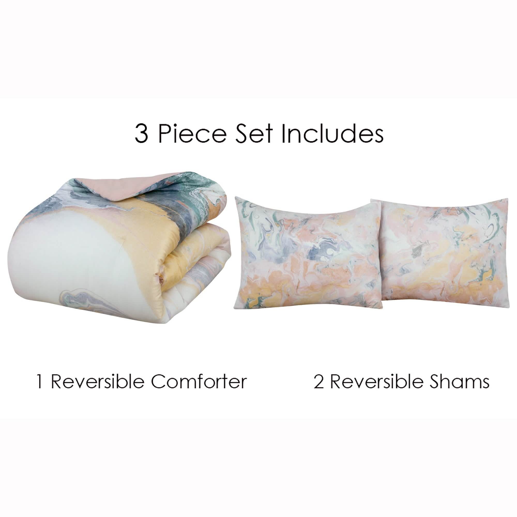 Marble Reversible Comforter Set Bedding - DailySale