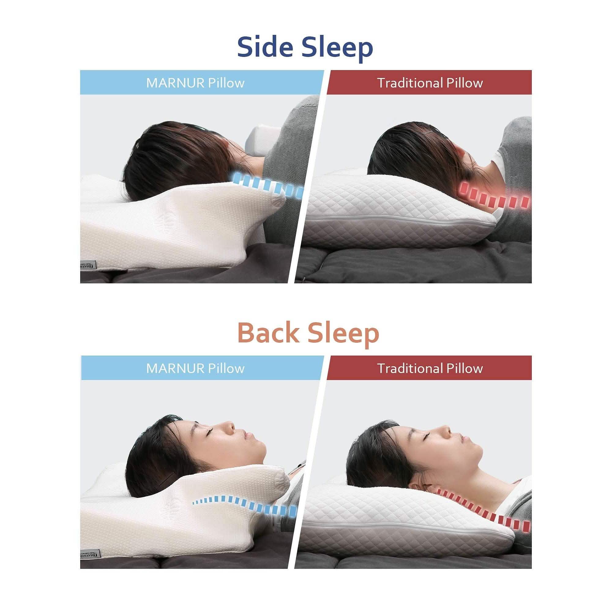 MARNUR Memory Foam Pillow for Neck Shoulder Pain Queen Size Wing Shape Design Bedding - DailySale