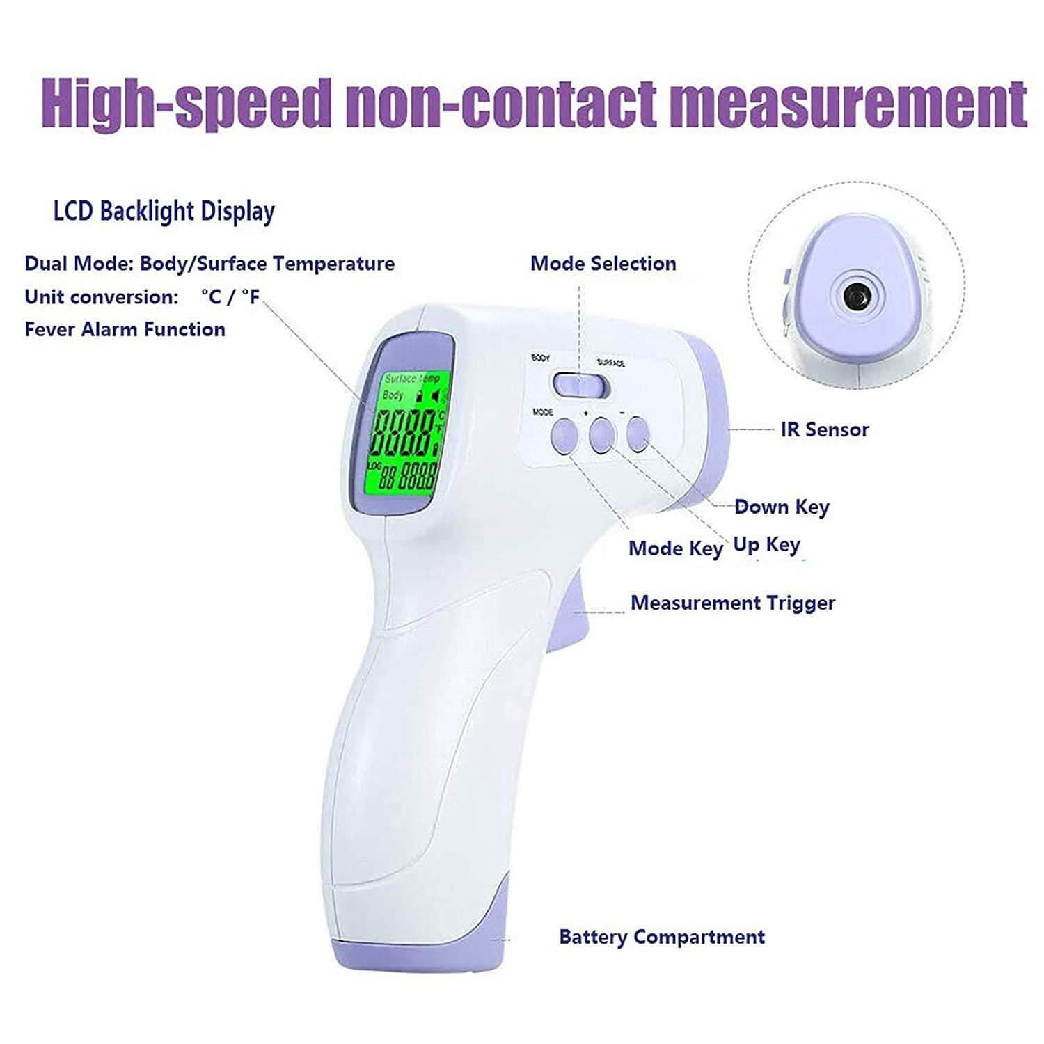 Medical Professional Infrared Thermometer Digital Non-Contact Laser Gun - YNA-800 Wellness & Fitness - DailySale