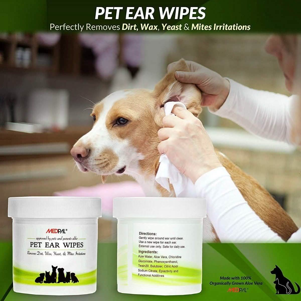 MedPal Cleaning Wipes for Dogs and Cats Prevent Ear Infections Pet Supplies - DailySale