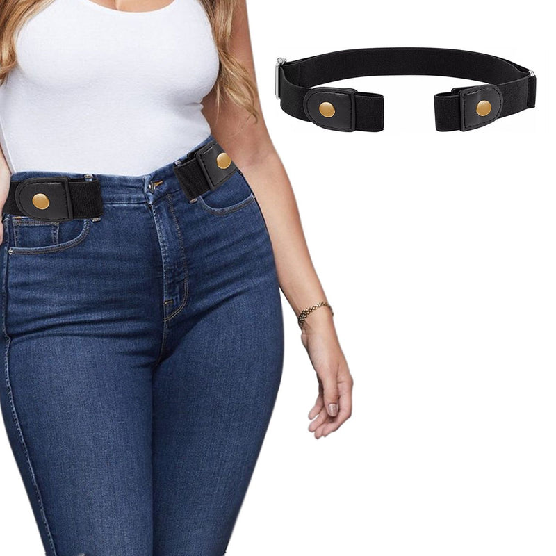Men And Women's Buckle Free Adjustable Stretch Belts Men's Accessories Black - DailySale