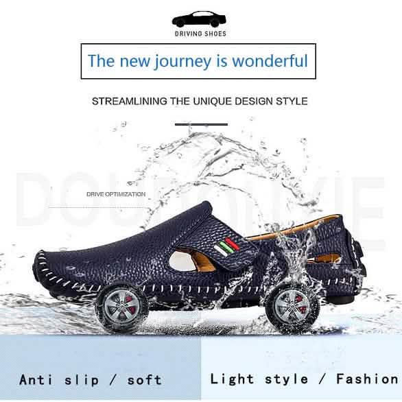 Men Casual Shoes Slip on Hollow Leather Men Shoes Men's Clothing - DailySale