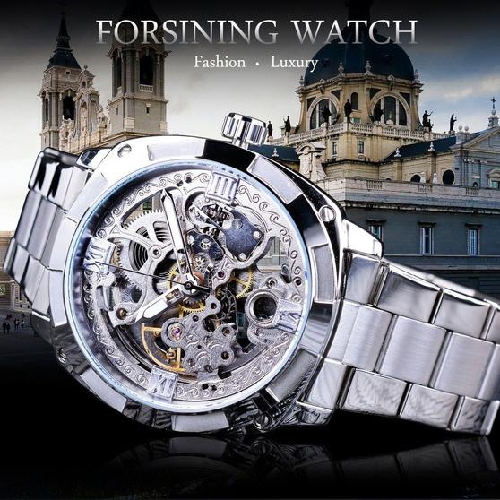 Men Luxury Skeleton Automatic Winding Mechanical Watch