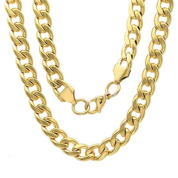 Men's 18k Gold Plated Stainless Steel Cuban Link Chain Bracelet and Necklace Set Necklaces - DailySale