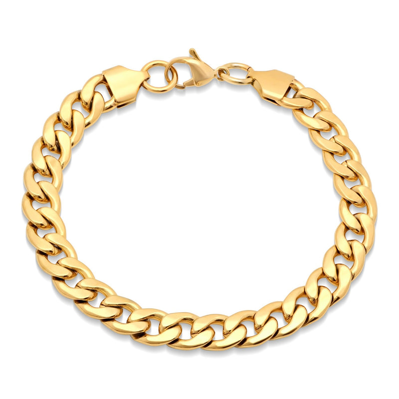 Men's 18k Gold Plated Stainless Steel Cuban Link Chain Bracelet and Necklace Set Necklaces - DailySale