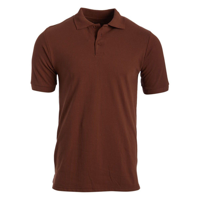 Men's 3-Button Ribbed Short Sleeve Polo Men's Apparel Brown Small - DailySale