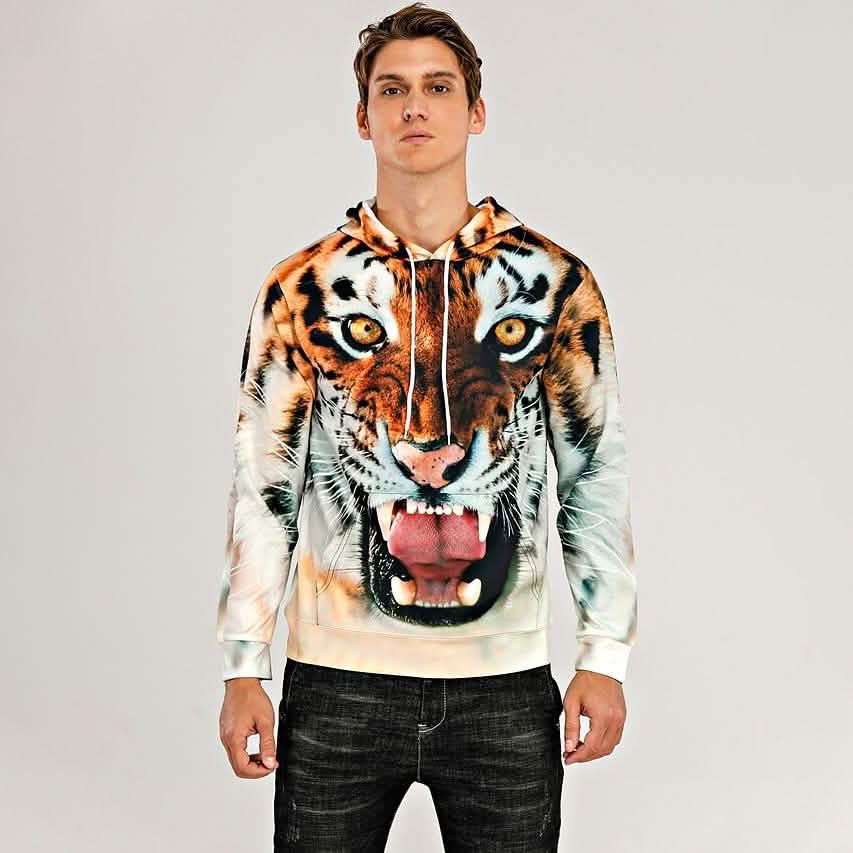 Men's Animal Patterned 3D Tiger Hoodie Men's Outerwear - DailySale