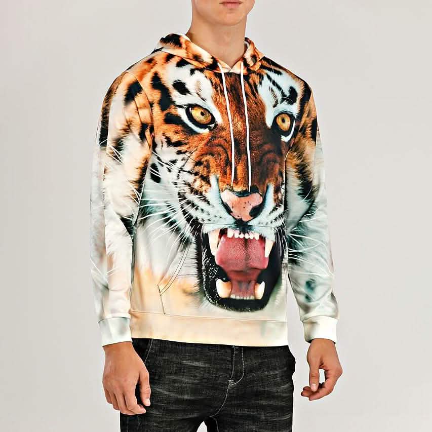 Men's Animal Patterned 3D Tiger Hoodie Men's Outerwear - DailySale