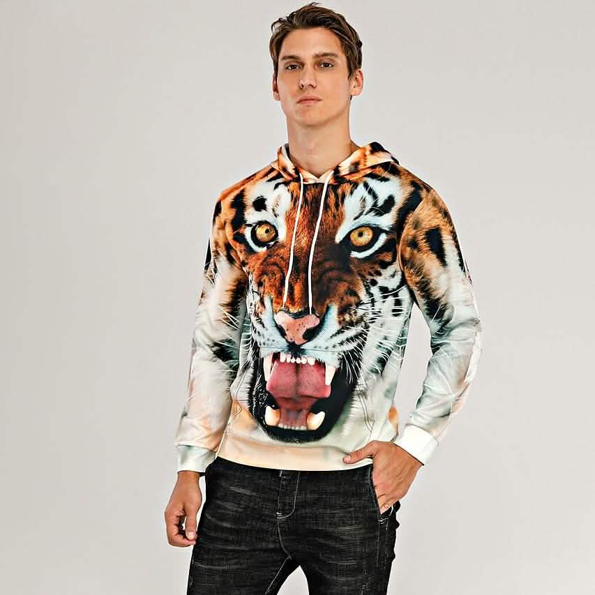 Men's Animal Patterned 3D Tiger Hoodie Men's Outerwear - DailySale
