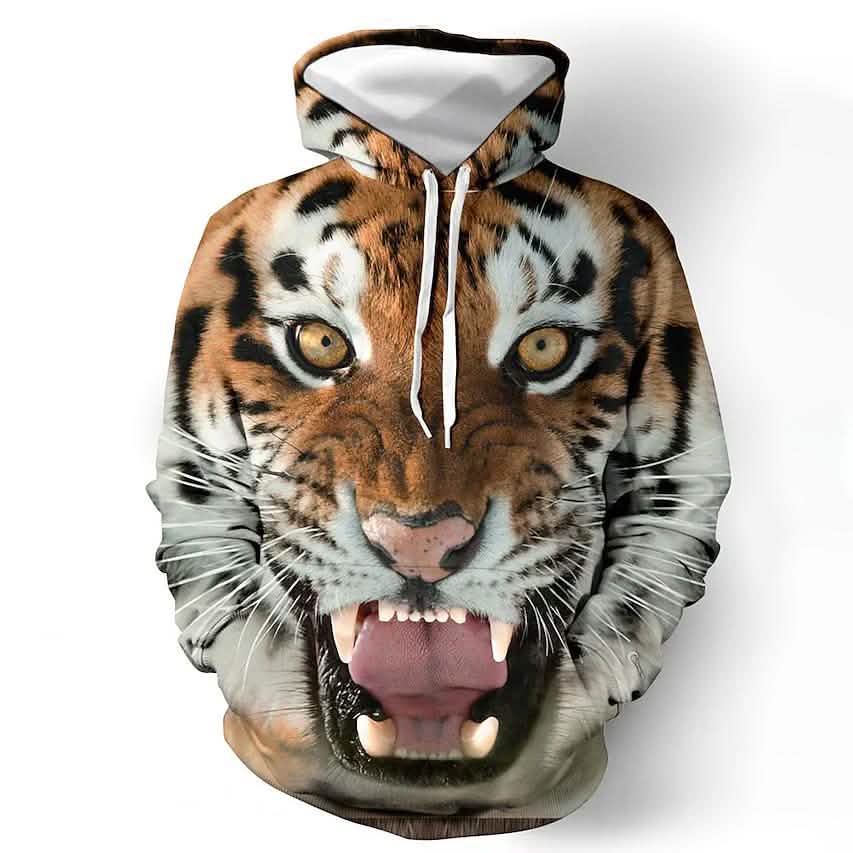Men's Animal Patterned 3D Tiger Hoodie Men's Outerwear - DailySale