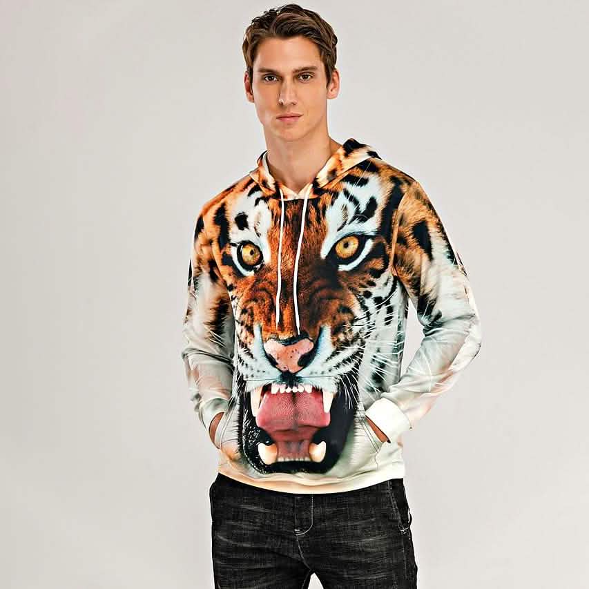 Men's Animal Patterned 3D Tiger Hoodie Men's Outerwear - DailySale