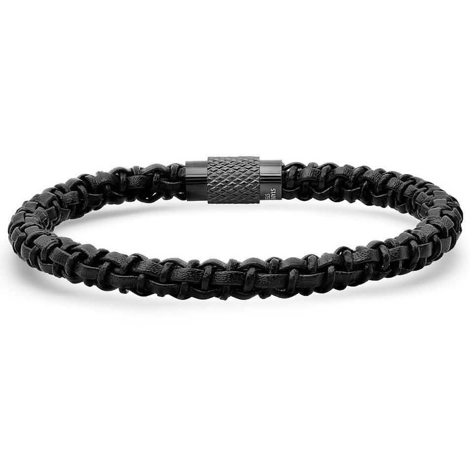 Men's Black Braided Leather Bracelet with Black IP Stainless Steel Accented Magnetic Clasp Men's Accessories - DailySale