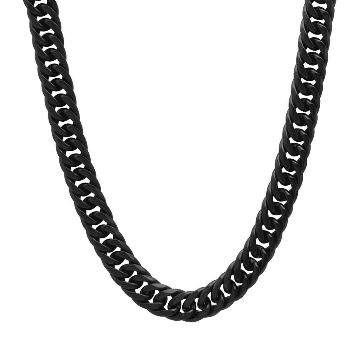 Men's Black IP Stainless Steel Curb Cuban Link Chain Necklace Necklaces - DailySale