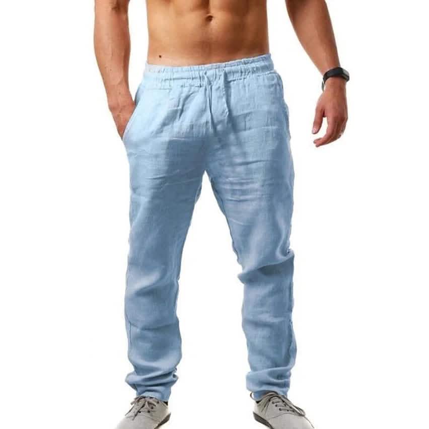 Men's Casual Breathable Straight Pants Men's Bottoms Blue S - DailySale