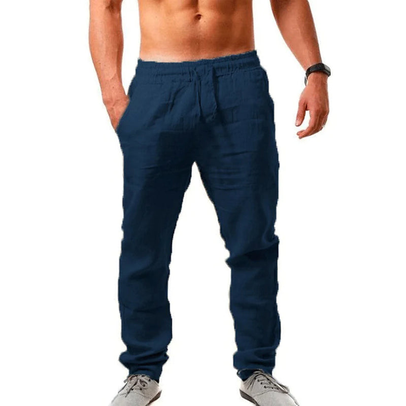 Men's Casual Breathable Straight Pants Men's Bottoms Navy Blue S - DailySale