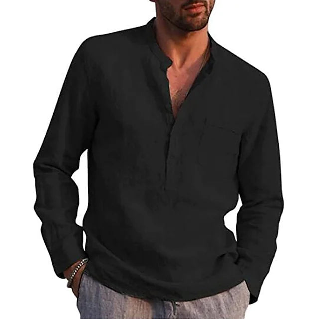 Men's Casual Button Down Shirts Long Sleeve Tops Men's Tops Black S - DailySale