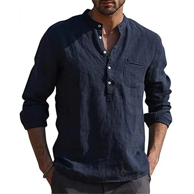 Men's Casual Button Down Shirts Long Sleeve Tops Men's Tops Blue S - DailySale