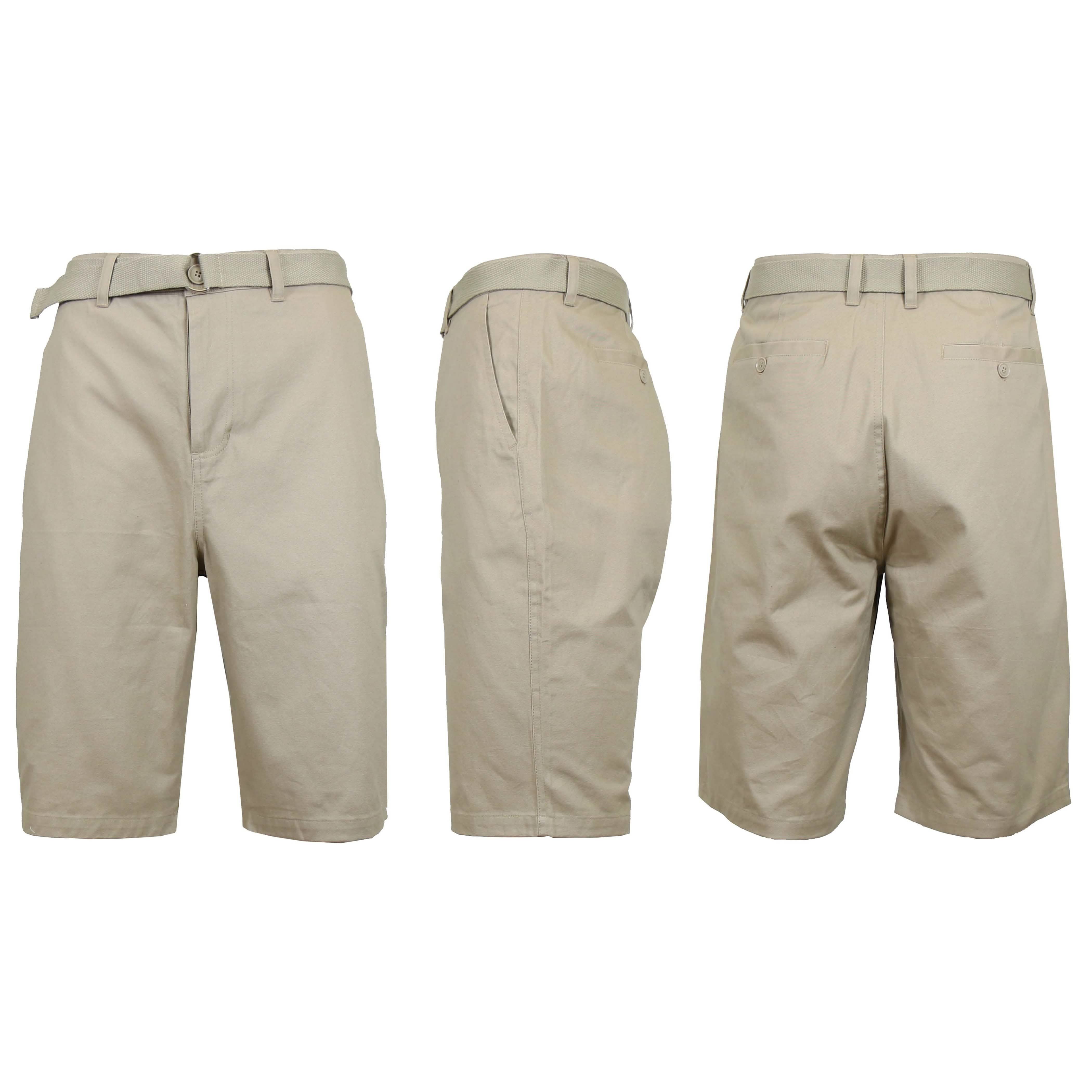 Men's Cotton Chino Shorts with Belt Men's Apparel 30 Khaki - DailySale