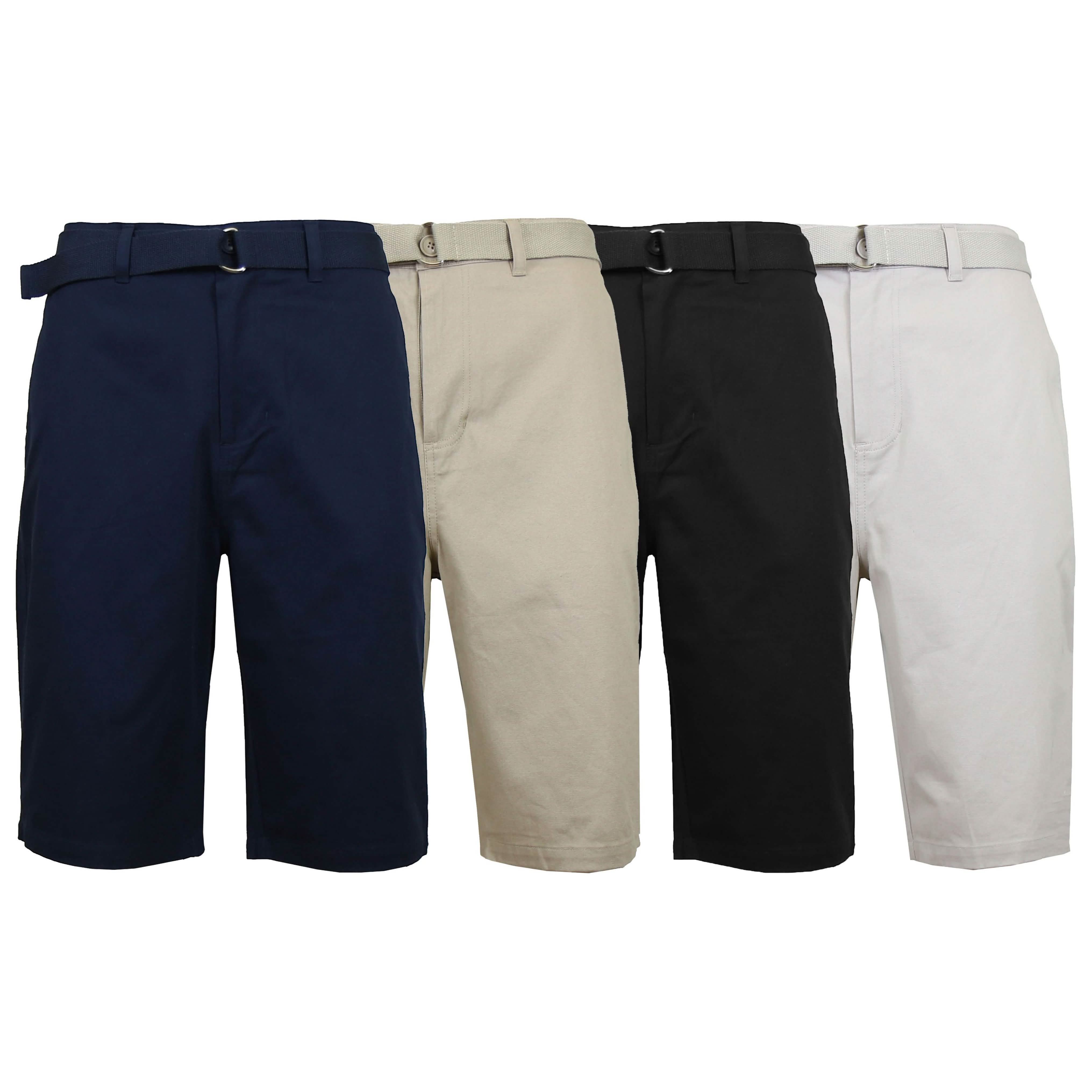 Men's Cotton Chino Shorts with Belt Men's Apparel - DailySale