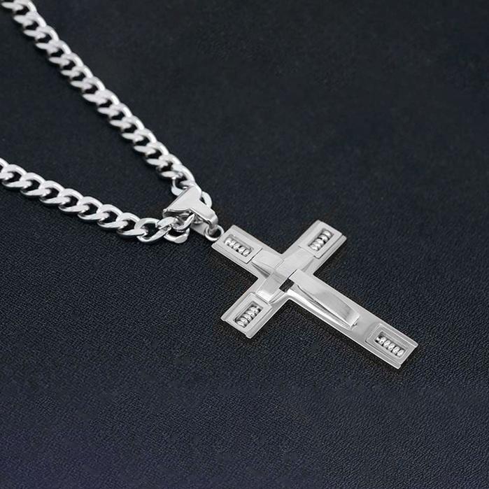Men's Cross Necklaces in Stainless Steel Men's Apparel Silver - DailySale