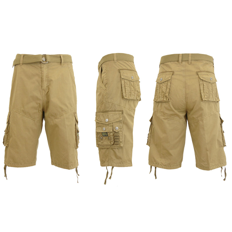 Men's Distressed Vintage Belted Cargo Utility Shorts Men's Clothing Khaki 30 - DailySale