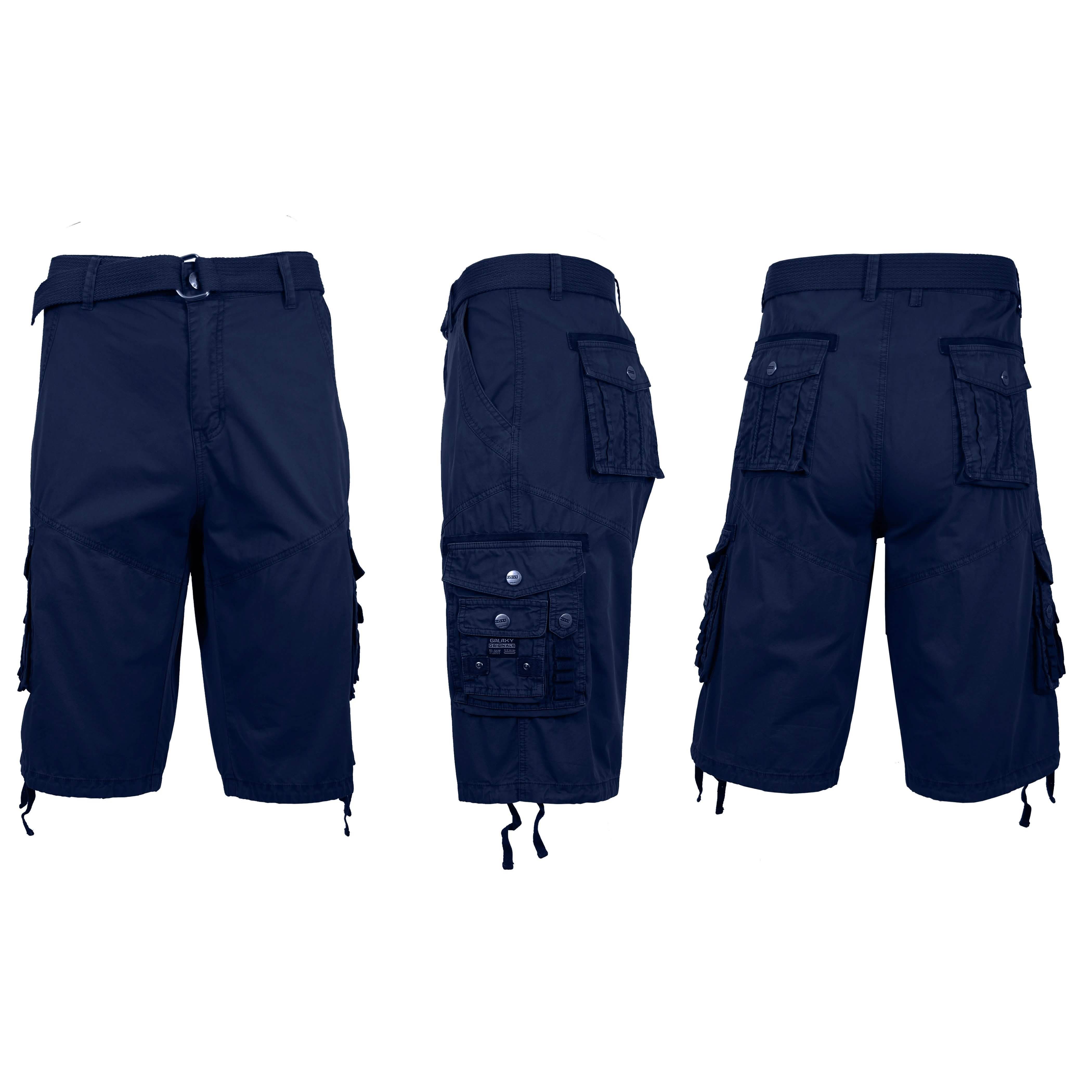 Men's Distressed Vintage Belted Cargo Utility Shorts Men's Clothing Navy 30 - DailySale
