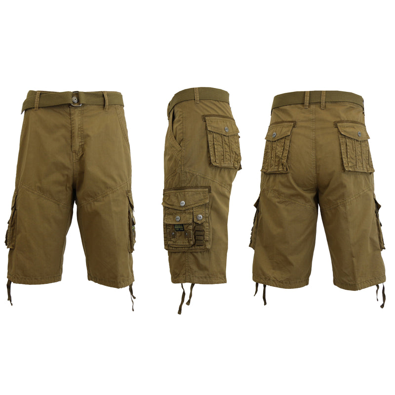 Men's Distressed Vintage Belted Cargo Utility Shorts Men's Clothing Timber 30 - DailySale