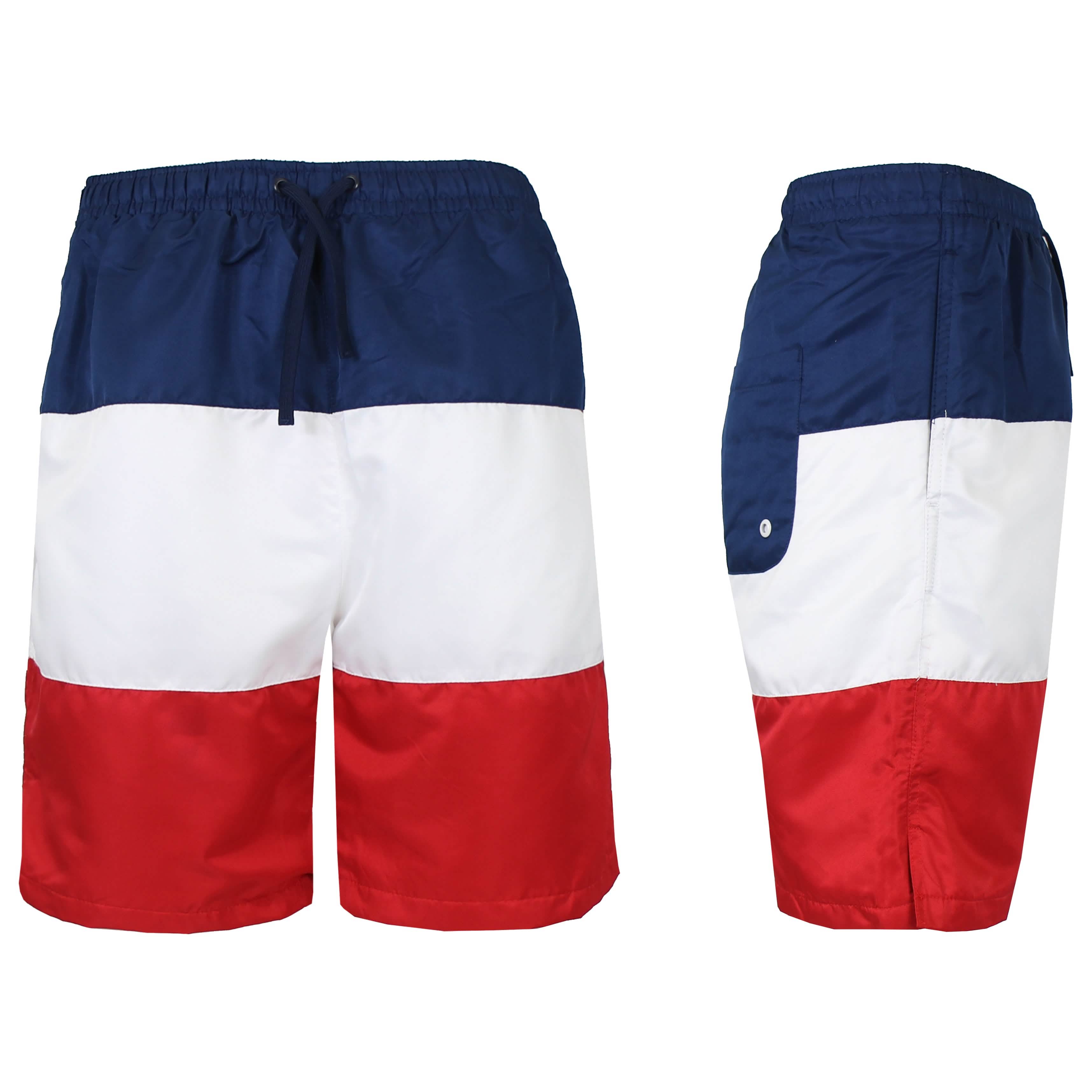 Men’s Dry Tech Active Workout Training Running Performance Shorts Men's Bottoms Navy/White/Red S - DailySale