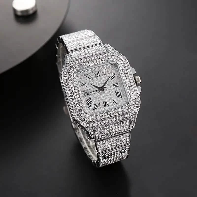 Men's Fashion Elegant High-End Analog Zinc Alloy Watch with Rhinestones Men's Shoes & Accessories Silver - DailySale