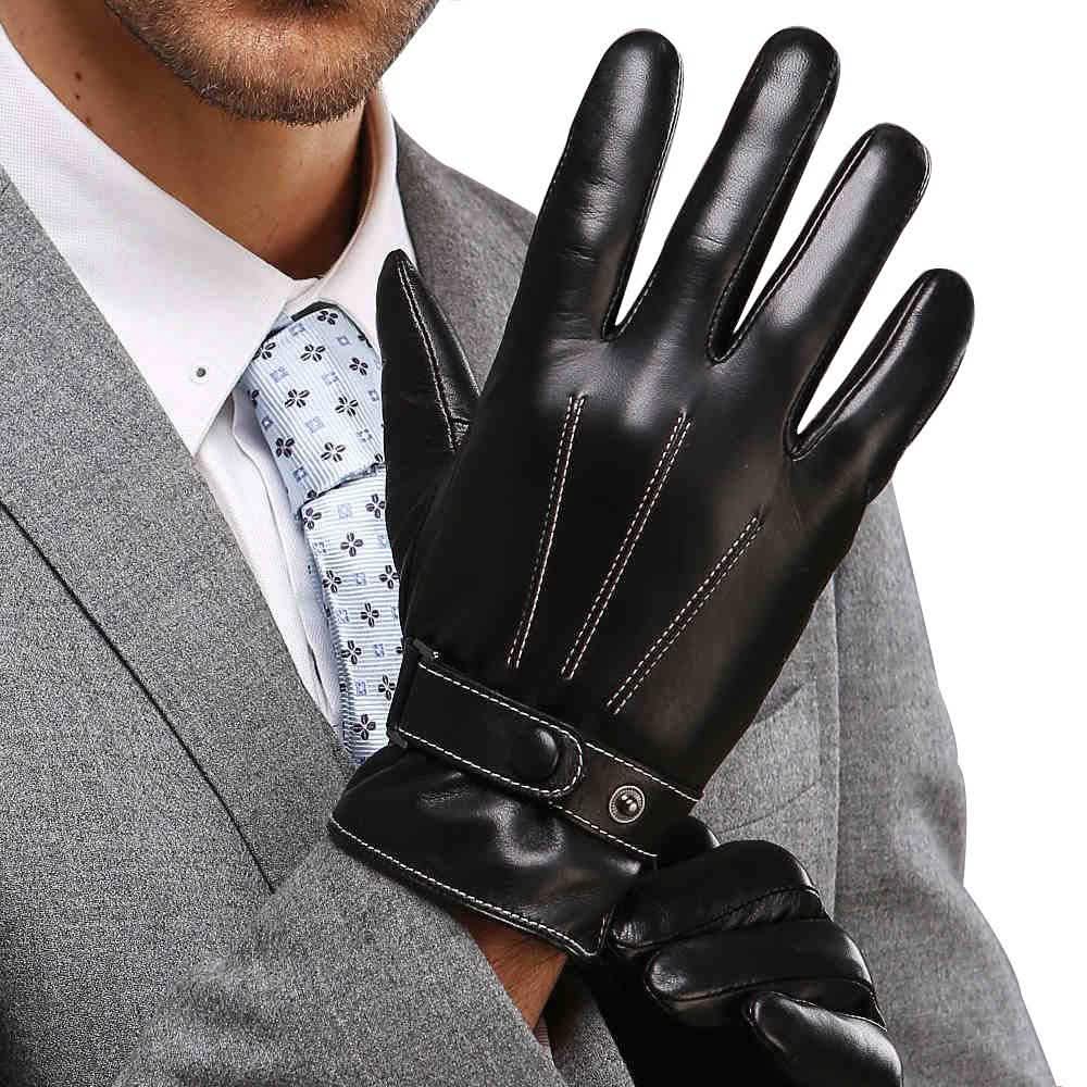 Men's Faux Leather Touchscreen Gloves - Black Men's Accessories - DailySale