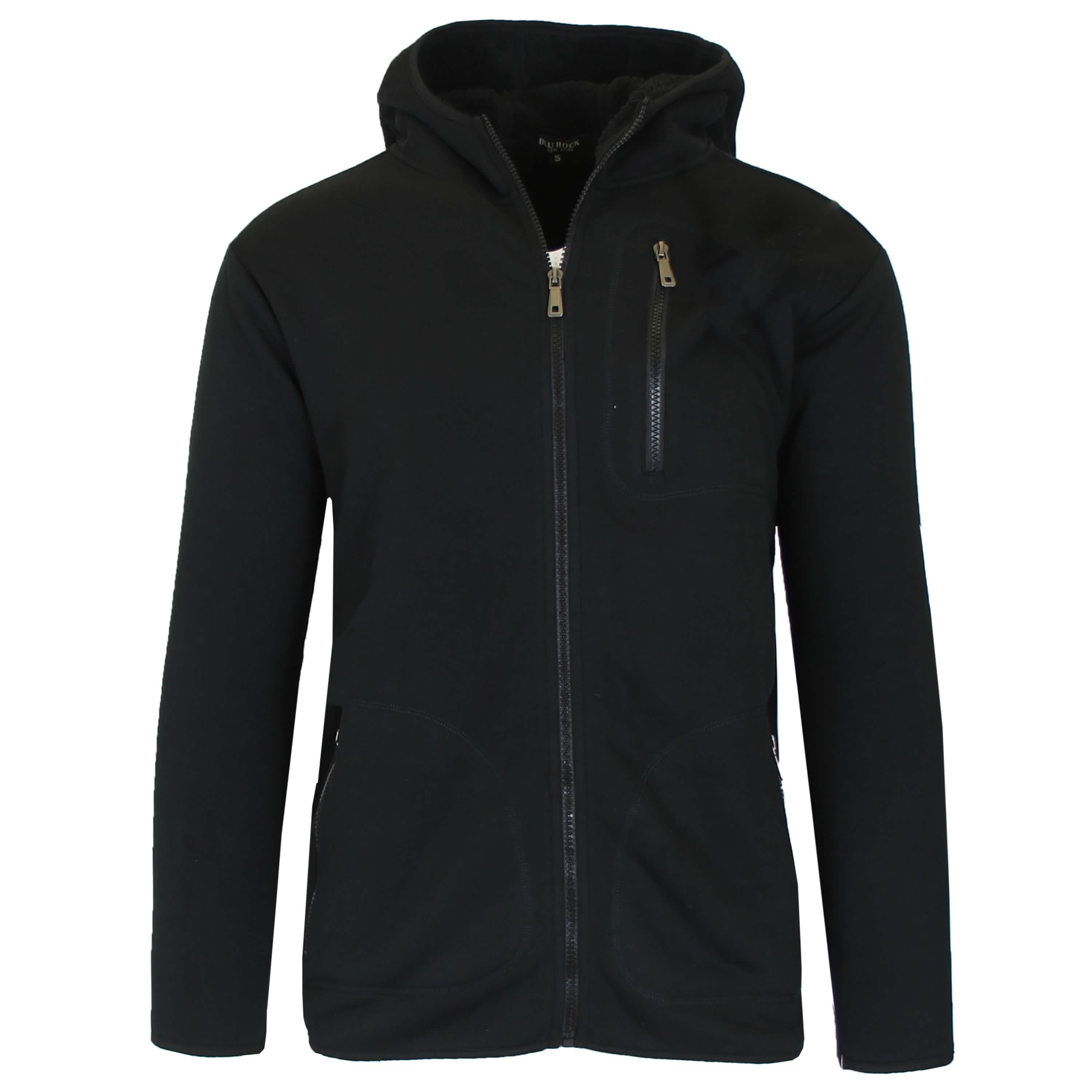 Men's Heavyweight Tech Sherpa Full-Zip Hoodie Men's Outerwear Black S - DailySale