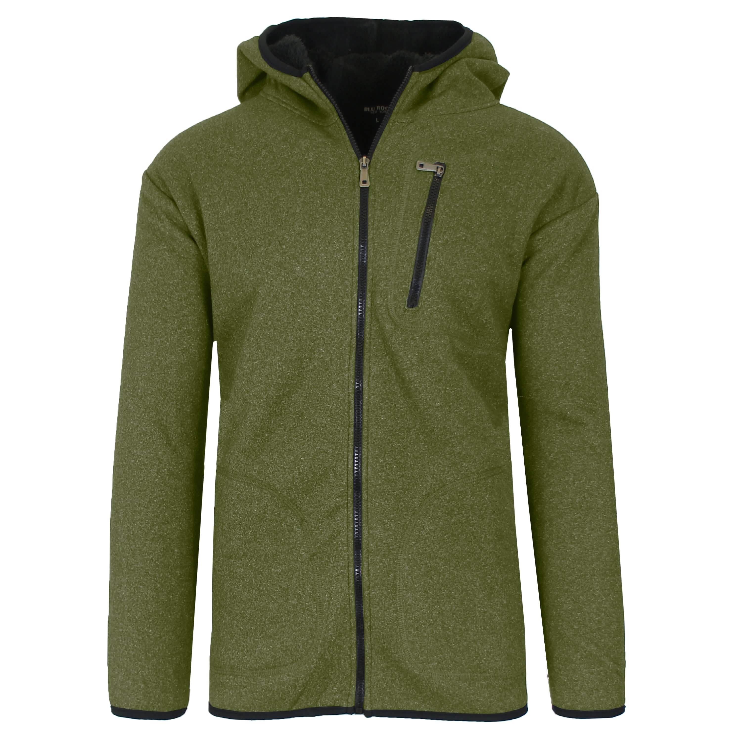 Men's Heavyweight Tech Sherpa Full-Zip Hoodie Men's Outerwear Olive S - DailySale
