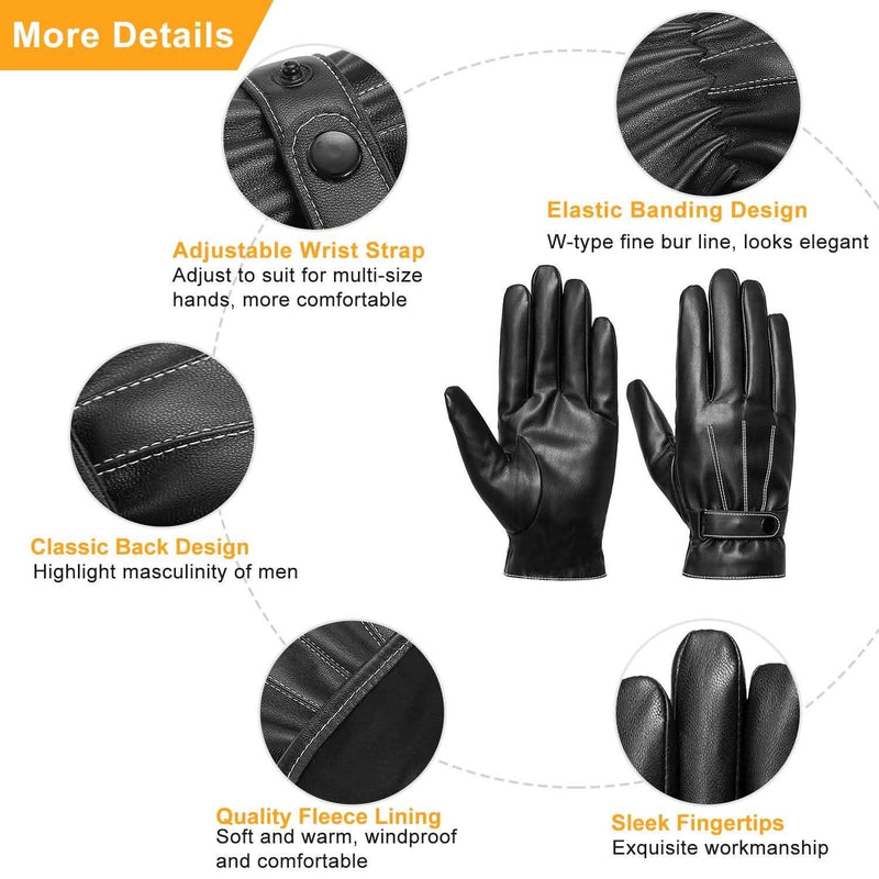 Men's Leather Winter Gloves Touchscreen Men's Accessories - DailySale