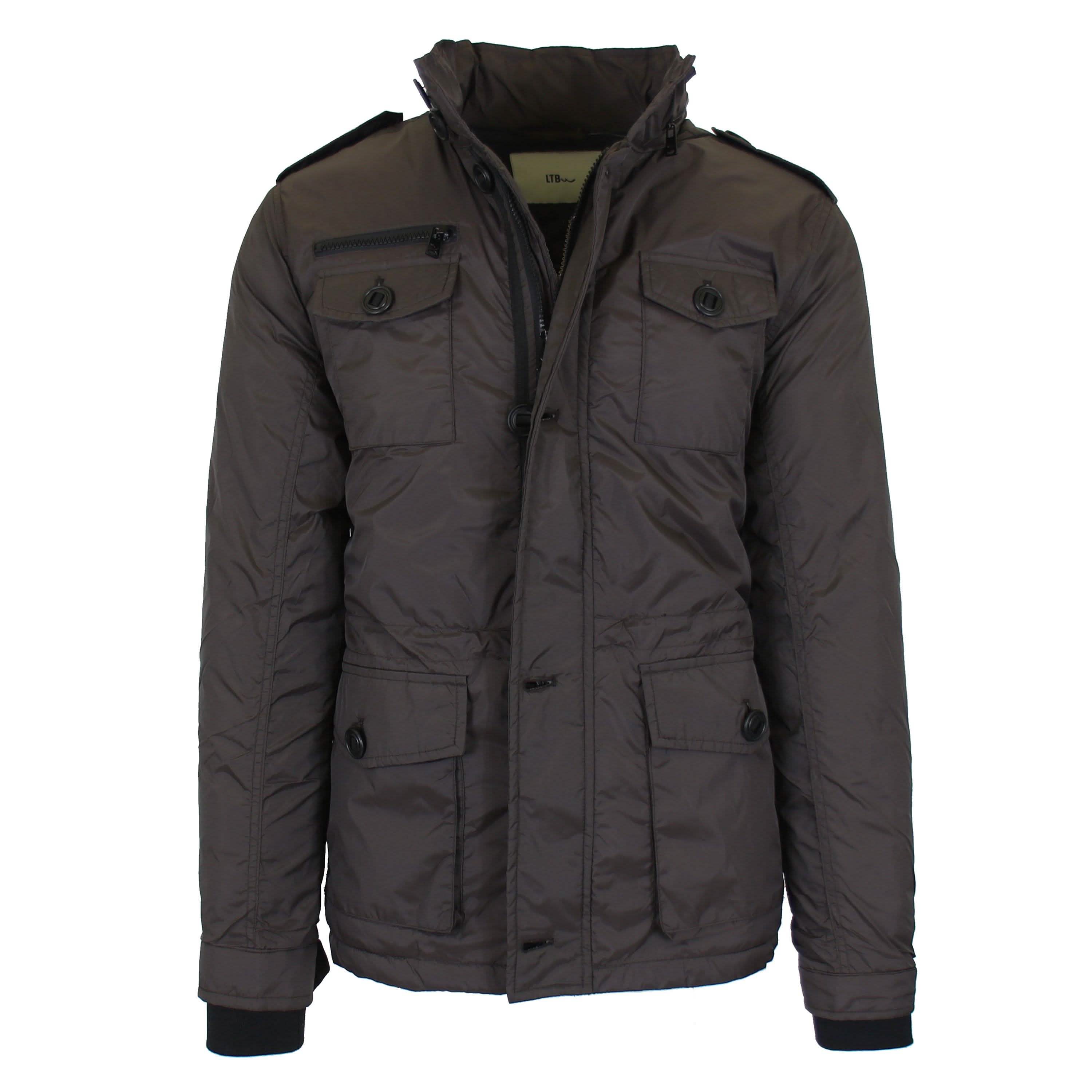 Men's Lightweight Classic Driver Tech Jacket with Tuck Away Hood Men's Outerwear Brown S - DailySale