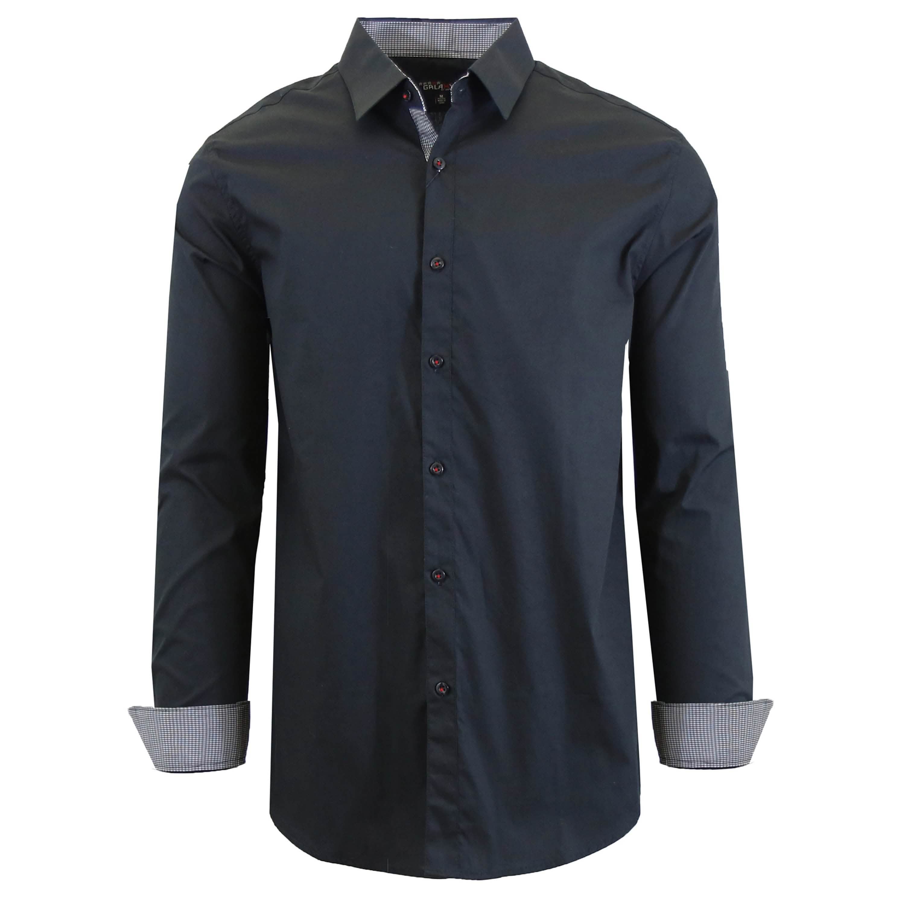 Mens Long Sleeve Dress Shirt Men's Apparel Small Black - DailySale
