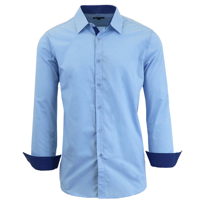 Mens Long Sleeve Dress Shirt Men's Apparel Small Light Blue - DailySale
