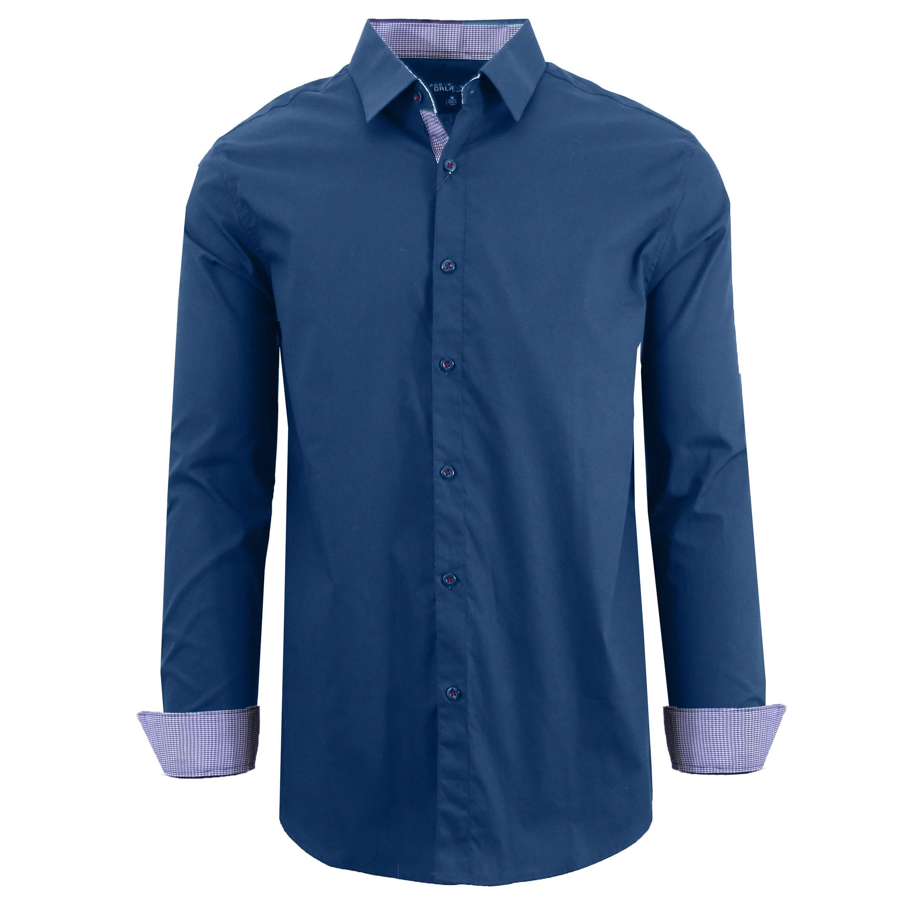 Mens Long Sleeve Dress Shirt Men's Apparel Small Navy - DailySale