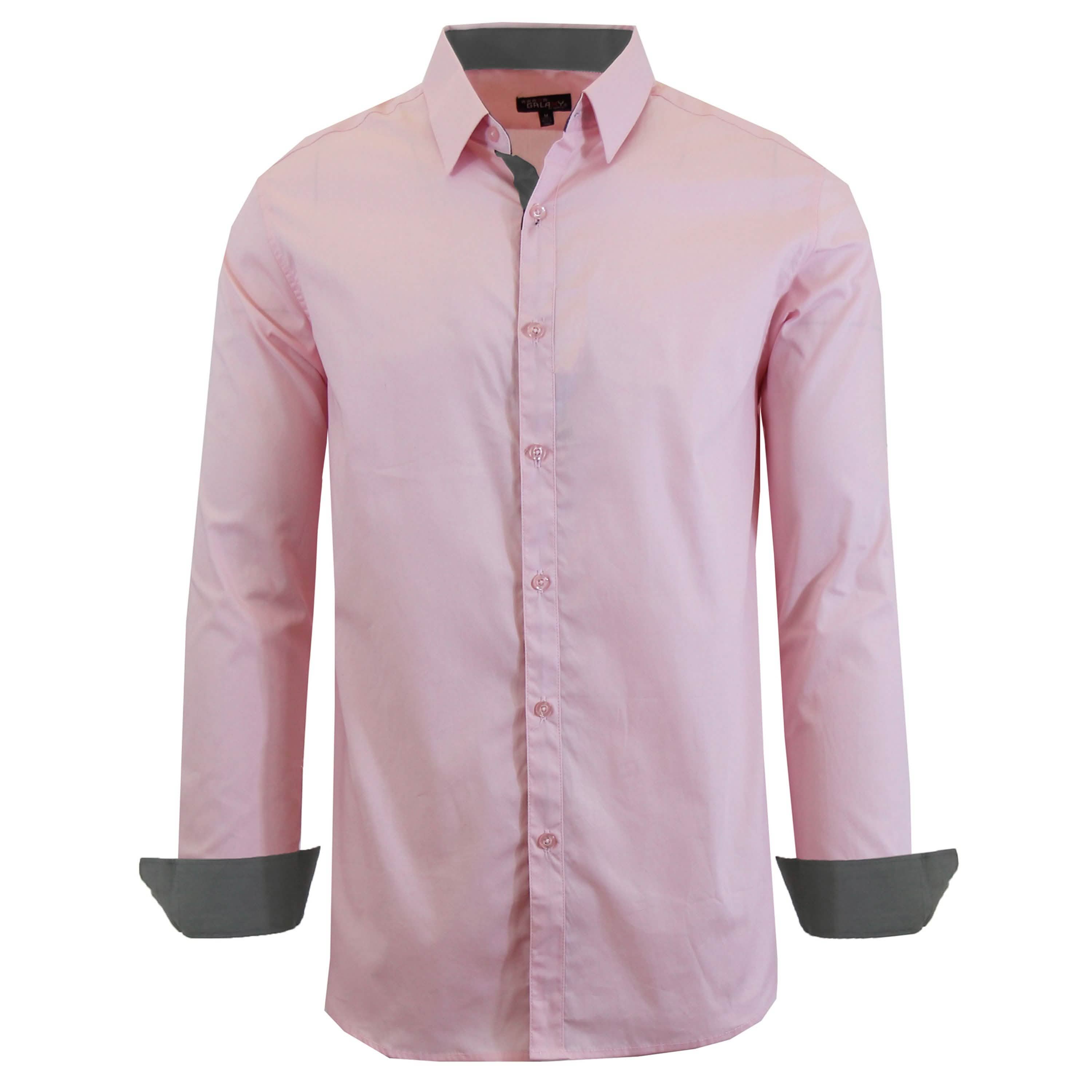 Mens Long Sleeve Dress Shirt Men's Apparel Small Pink - DailySale
