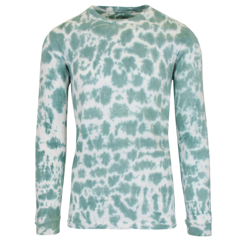 Men's Long Sleeve Tie-Dye Cotton Tee Men's Clothing Green S - DailySale