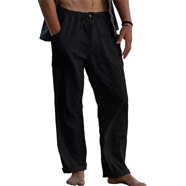 Men's Loose Casual Quick Dry Breathable Wide Leg Pants Men's Bottoms Black S - DailySale