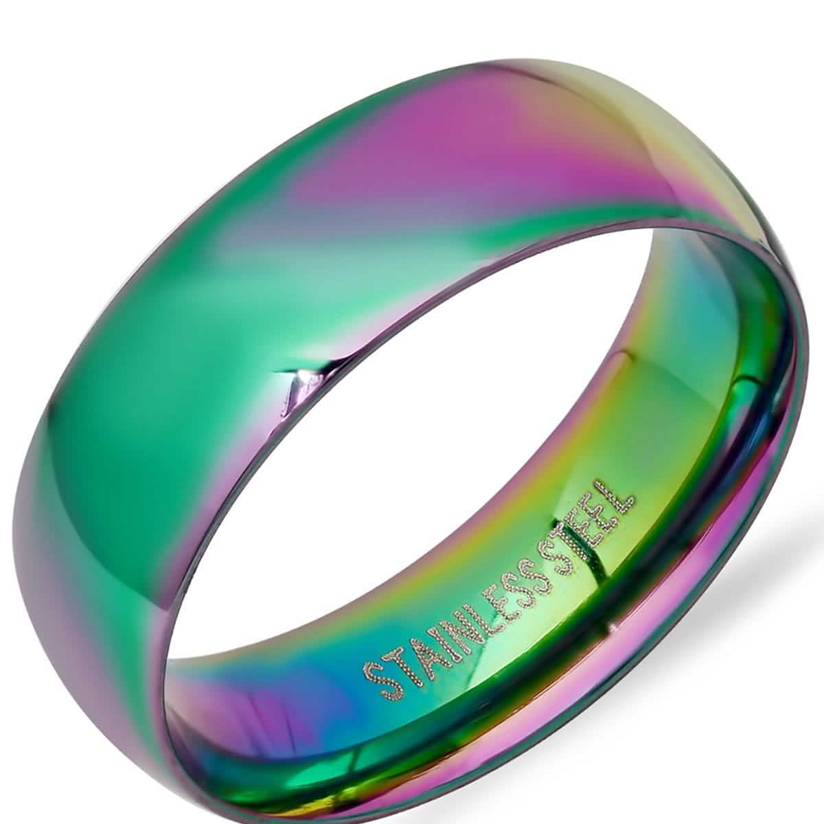 Men's Multi Colored IP Stainless Steel Ring Band Rings - DailySale