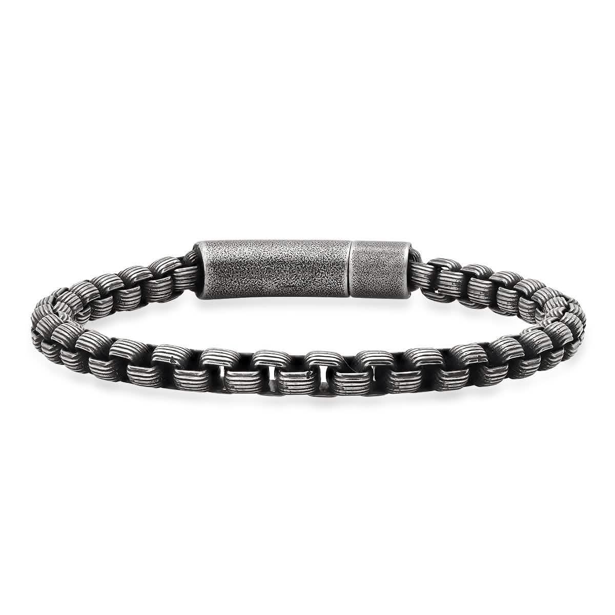 Men's Oxidized Stainess Steel Round Box Chain Bracelet Men's Accessories - DailySale
