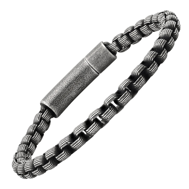Men's Oxidized Stainess Steel Round Box Chain Bracelet Men's Accessories - DailySale