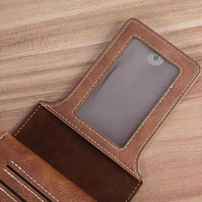 Men's PU Leather Solid Color Business Wallet, Card Holder With Zipper & Button Men's Shoes & Accessories - DailySale