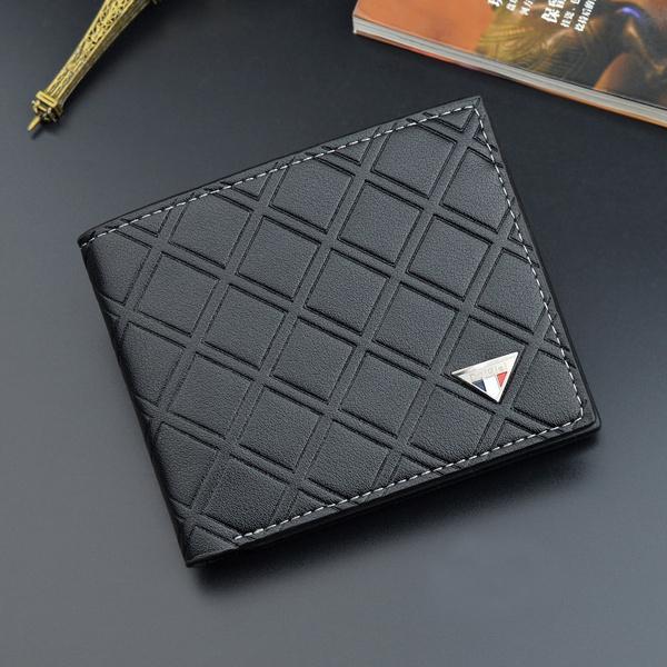 Men's RFID Genuine Leather Slim Trifold Wallet Men's Shoes & Accessories Black - DailySale