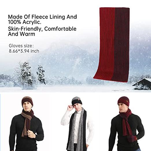 Men's Scarf and Beanie Hat Themal Gloves Set Men's Shoes & Accessories - DailySale
