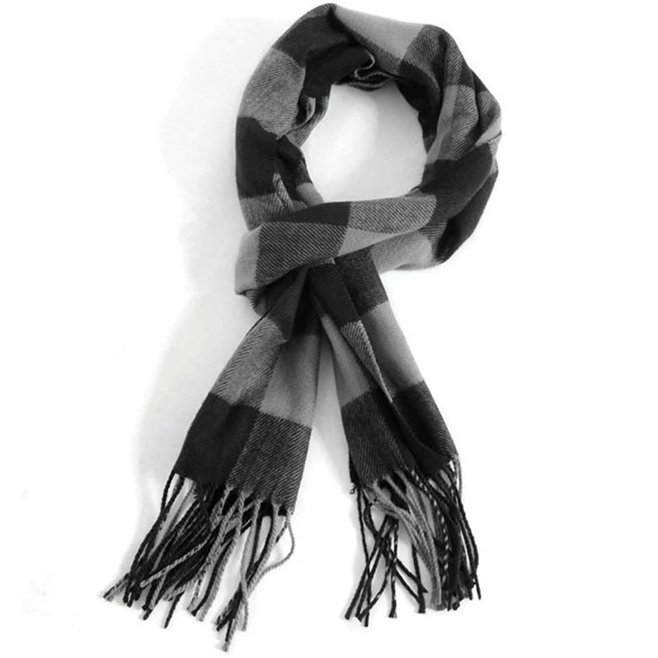Men's Scarves Classic Arrival Winter Plaid Scarf Tassel Edge Men's Shoes & Accessories Black - DailySale