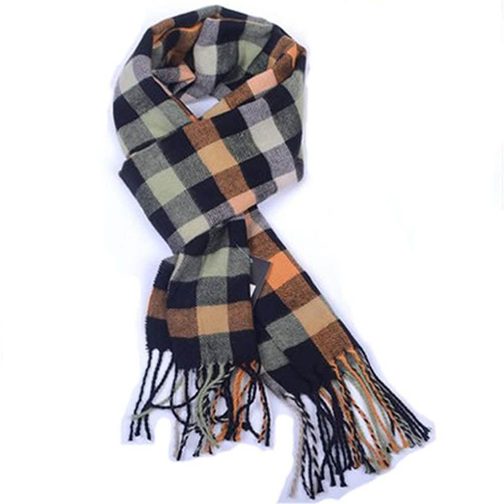 Men's Scarves Classic Arrival Winter Plaid Scarf Tassel Edge Men's Shoes & Accessories Green - DailySale