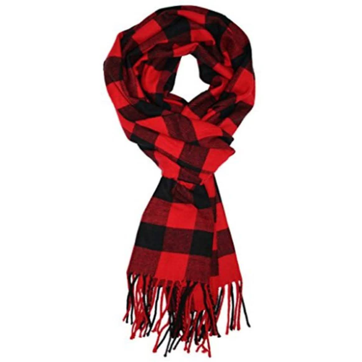 Men's Scarves Classic Arrival Winter Plaid Scarf Tassel Edge Men's Shoes & Accessories Red - DailySale