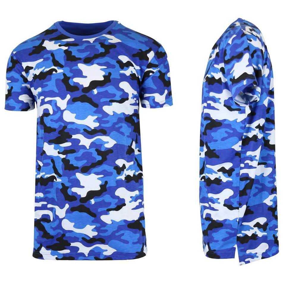 Men's Short Sleeve Crew Neck Camo Printed Tee Men's Apparel M Blue Camo - DailySale